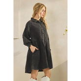 Vintage Black Denim Babydoll Dress